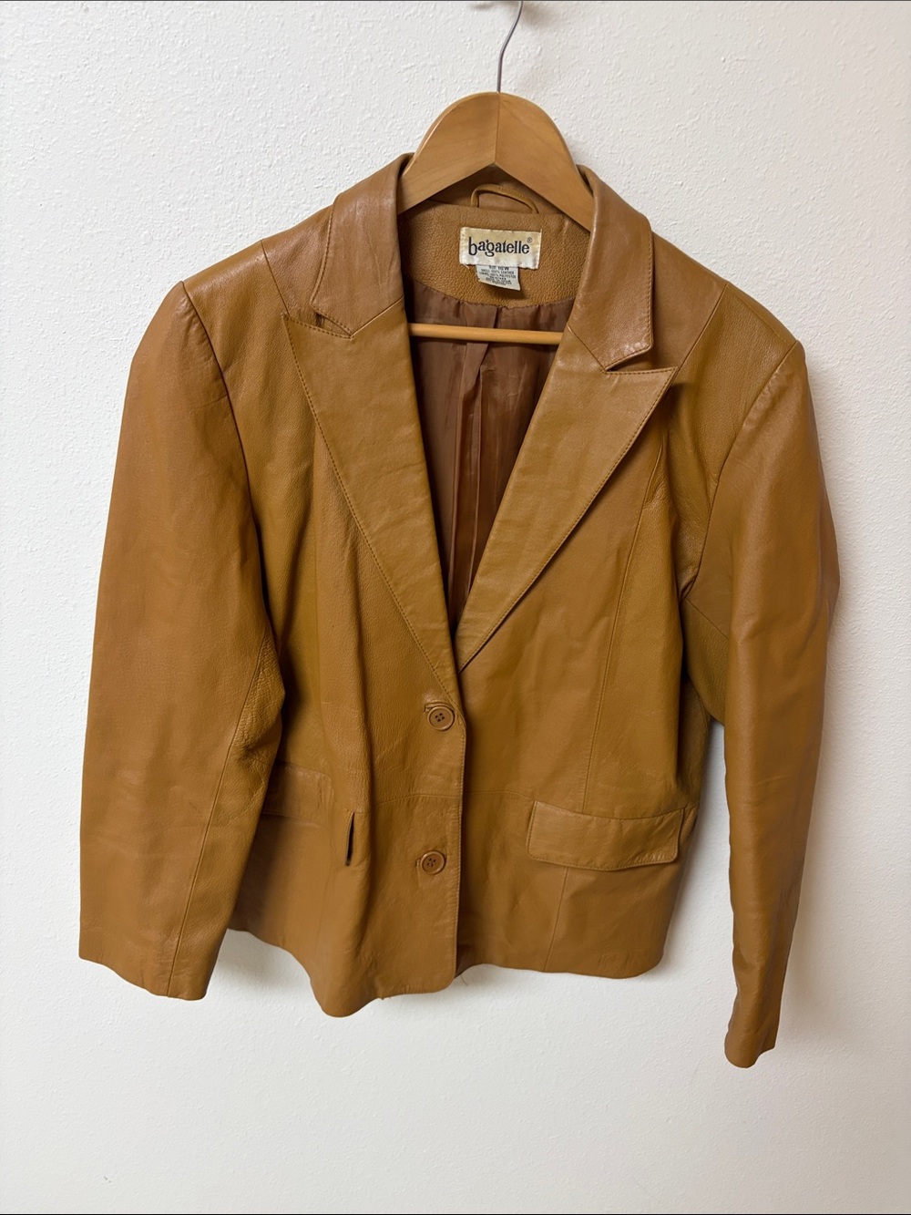 Vintage bagatelle Women's Cognac Leather Blazer Jacket size 16w